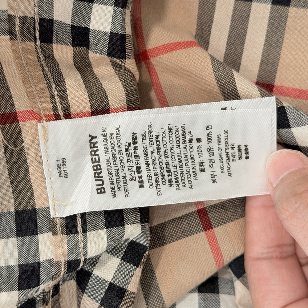 Burberry London England Check Logo Print Button Shirt Beige Men's Large - Picture 10 of 15